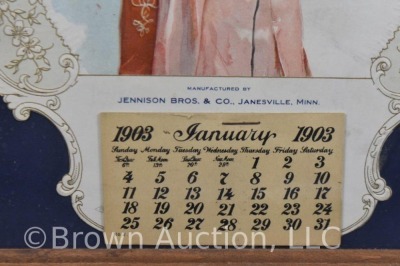 1903 advertising calendar - "Compliments of The Two Winners: Jersey Lily and Hard to Beat Flour, Janesville, Minn), framed size 11" x 13" - 4