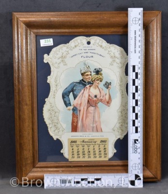 1903 advertising calendar - "Compliments of The Two Winners: Jersey Lily and Hard to Beat Flour, Janesville, Minn), framed size 11" x 13" - 6