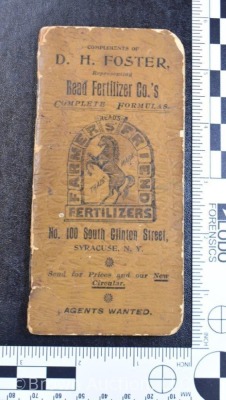 1896 Read Fertilizer Co's. Complete Formulas booklet, compliments of D.H. Foster (New York), 5.5" tall - 6