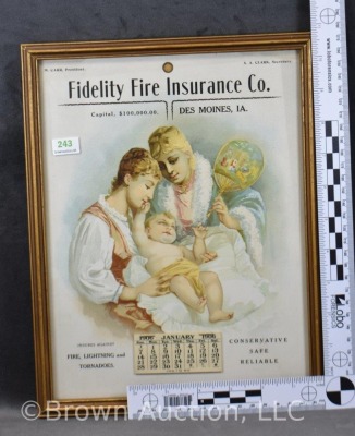 Fidelity Fire Insurance Co. (Des Moinbes, IA) 1906 advertising calendar, framed size 9" x 11.5" - 5