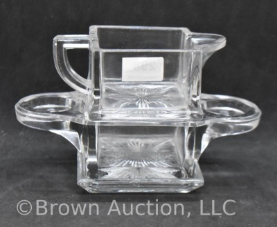 Clear glass 3.5"h hospitality creamer and sugar stack set - 3