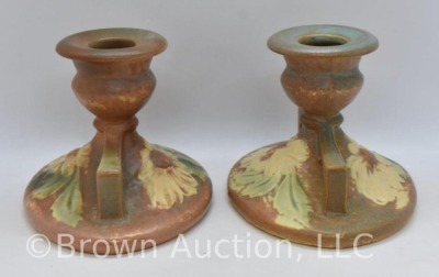 Pair of Roseville Dahlrose 1069-3" candleholders - 2