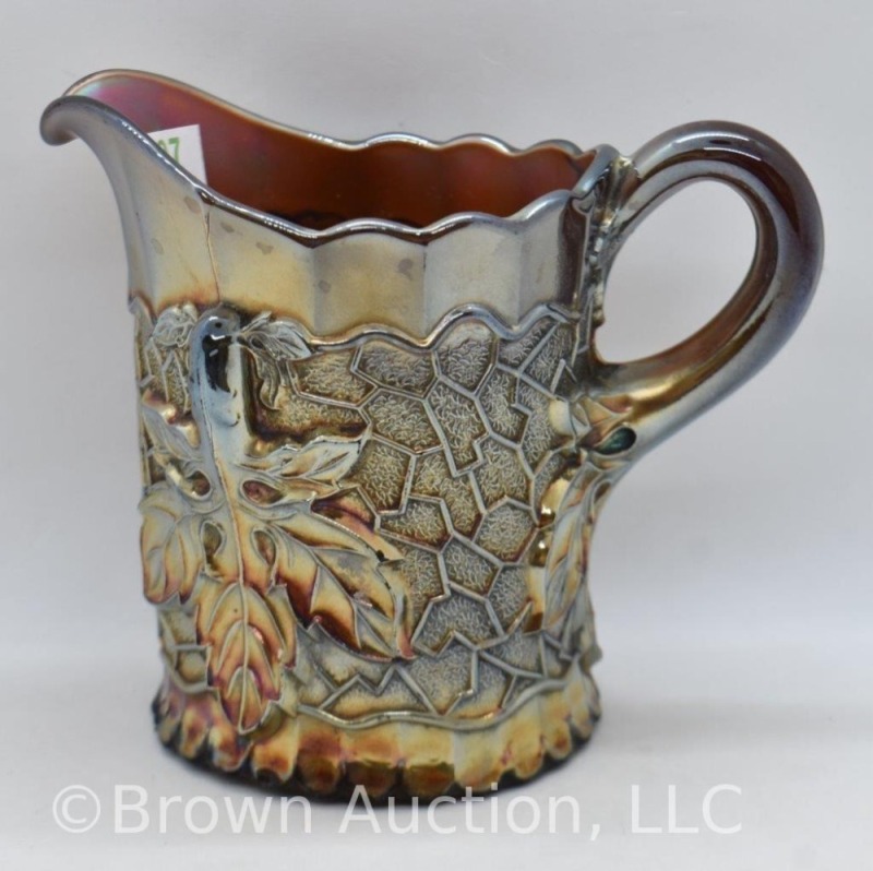 Carnival Glass Maple Leaf creamer, amethyst