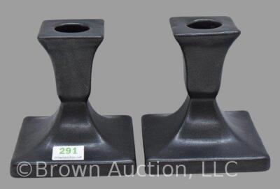 Pr. of Roseville Burmese 76B black candleholders