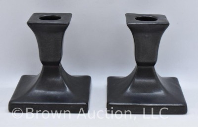 Pr. of Roseville Burmese 76B black candleholders - 3