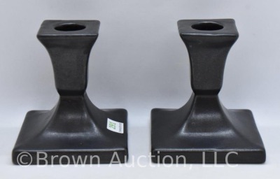 Pr. of Roseville Burmese 76B black candleholders - 4