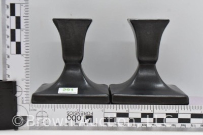 Pr. of Roseville Burmese 76B black candleholders - 7