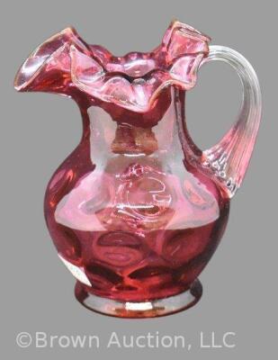 Art Glass cranberry Inverted Thumbprint 5.25"h pitcher