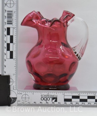 Art Glass cranberry Inverted Thumbprint 5.25"h pitcher - 7