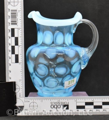 Fenton blue opalescent 5"h pitcher - 6