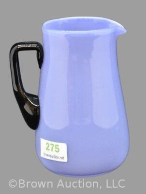 Mrkd. Czechoslovakia Art Glass 4"h lavender pitcher with black handle