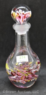 Paperweight-shaped multi-colored hand blown 7" bottle with stopper - 2