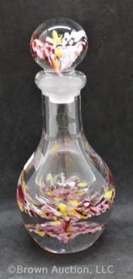 Paperweight-shaped multi-colored hand blown 7" bottle with stopper - 3