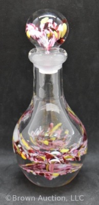 Paperweight-shaped multi-colored hand blown 7" bottle with stopper - 4