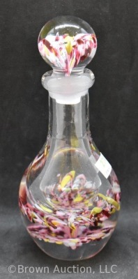 Paperweight-shaped multi-colored hand blown 7" bottle with stopper - 5