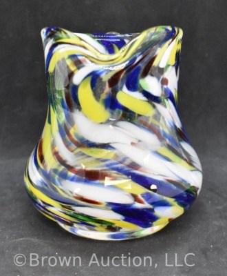 Swirled multi-colored hand blown 4" pitcher - 2