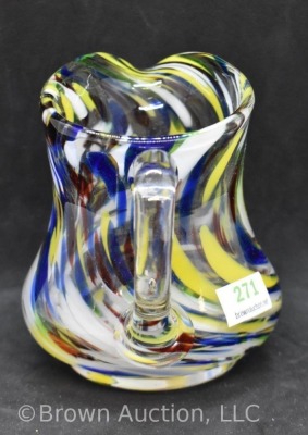 Swirled multi-colored hand blown 4" pitcher - 4