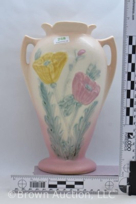 Hull Poppy 607-8.5" vase, pink/ cream - 6