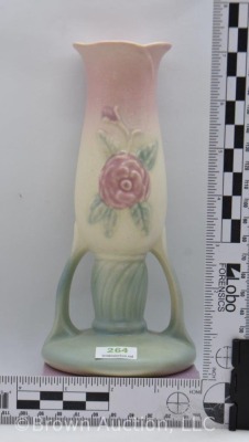 Hull Open Rose/ Camellia 129-7" bud vase, pink/ cream/ blue - 6