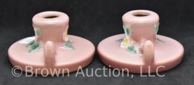 Pair of Roseville Mock Orange 951-2" candleholders, pink - 2