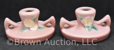 Pair of Roseville Mock Orange 951-2" candleholders, pink - 3