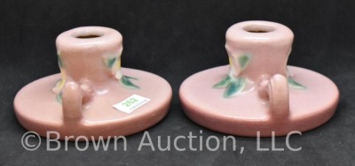 Pair of Roseville Mock Orange 951-2" candleholders, pink - 4