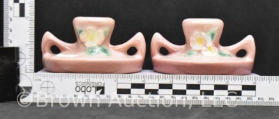 Pair of Roseville Mock Orange 951-2" candleholders, pink - 8