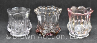 (3) EAPG toothpick holders, Elephant Toes/ cranberry stain, Michigan and ? - 3