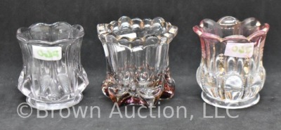 (3) EAPG toothpick holders, Elephant Toes/ cranberry stain, Michigan and ? - 4