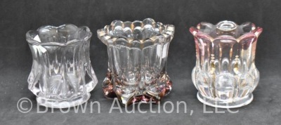 (3) EAPG toothpick holders, Elephant Toes/ cranberry stain, Michigan and ? - 5