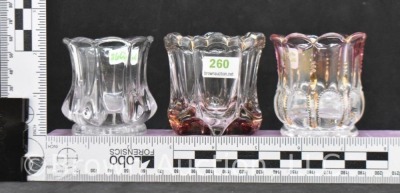 (3) EAPG toothpick holders, Elephant Toes/ cranberry stain, Michigan and ? - 7