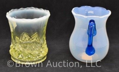 (2) Toothpick holders: vaseline opalescent and - 2