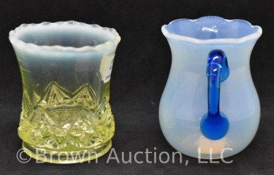 (2) Toothpick holders: vaseline opalescent and - 4