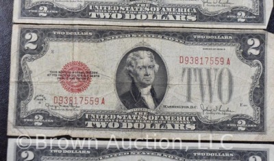 (3) 2 Dollar Bill US Notes - Red Seals - 3