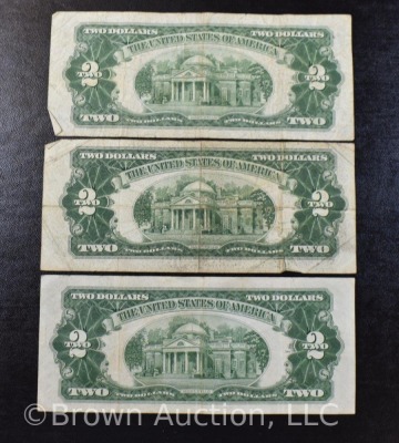 (3) 2 Dollar Bill US Notes - Red Seals - 5