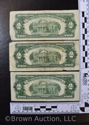 (3) 2 Dollar Bill US Notes - Red Seals - 9