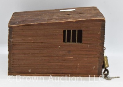 Santa Fe Trail souvenir - wood "Oldest Cowboy Jail" bank (Council Grove, KS) - 2