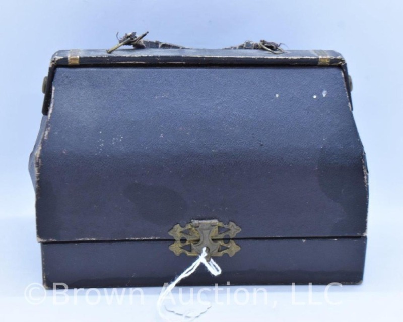 Trinket box in shape of black satchel, 6" x 3.5" x 4" tall