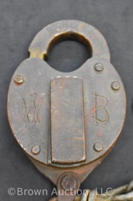 Richmond Connecticut Brass Railroad Padlock with key - 2