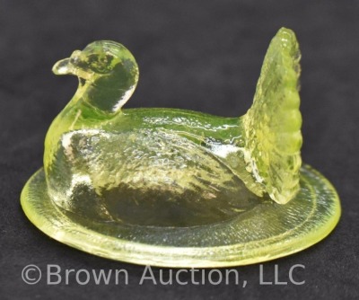 (2) Miniature turkeys on nest glass trinket/ salt dishes - 9