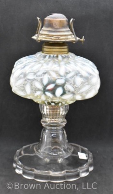 Hobbs white opalescent Snowflake 9" kerosene lamp