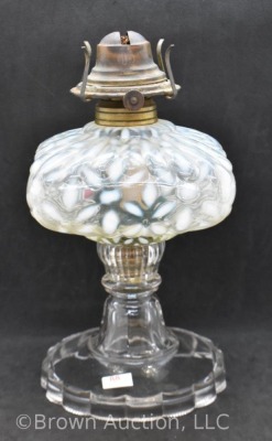 Hobbs white opalescent Snowflake 9" kerosene lamp - 2