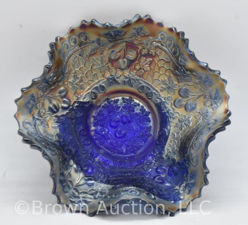 Carnival Cherry Chain 6"d bowl, cobalt