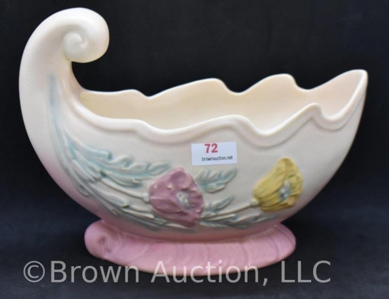 Hull Poppy 604-8" cornucopia, cream/ pink