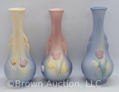 (3) Hull Tulip 100-33-4" bud vases