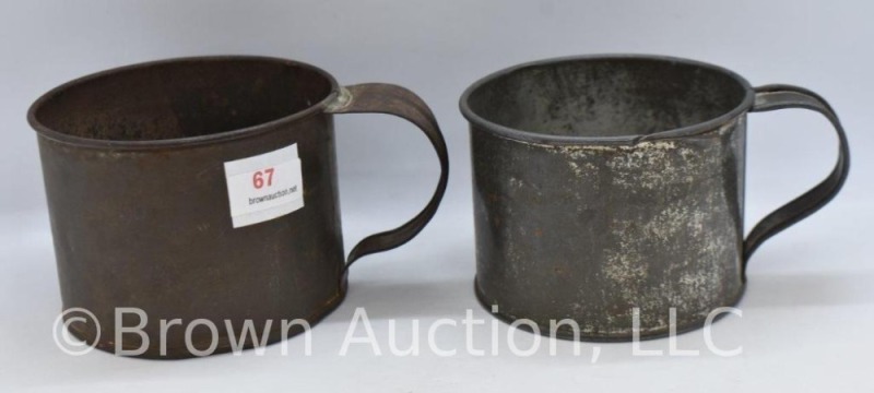 (2) Tin cups - miner's and Civil War