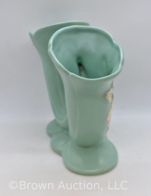 Mrkd. Weller Blossom green 6.5" dbl. cornucopia - 4