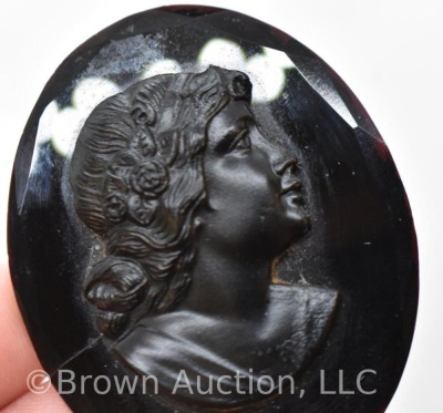 Victorian black mourning Cameo brooch - 3