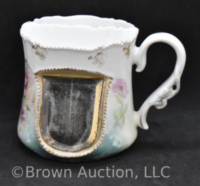 R.S. Prussia 3.5"h mustache cup with beveled mirror