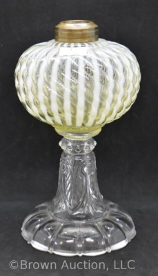 Sheldon vaseline opalescent Swirl 7" miniature lamp base - 2